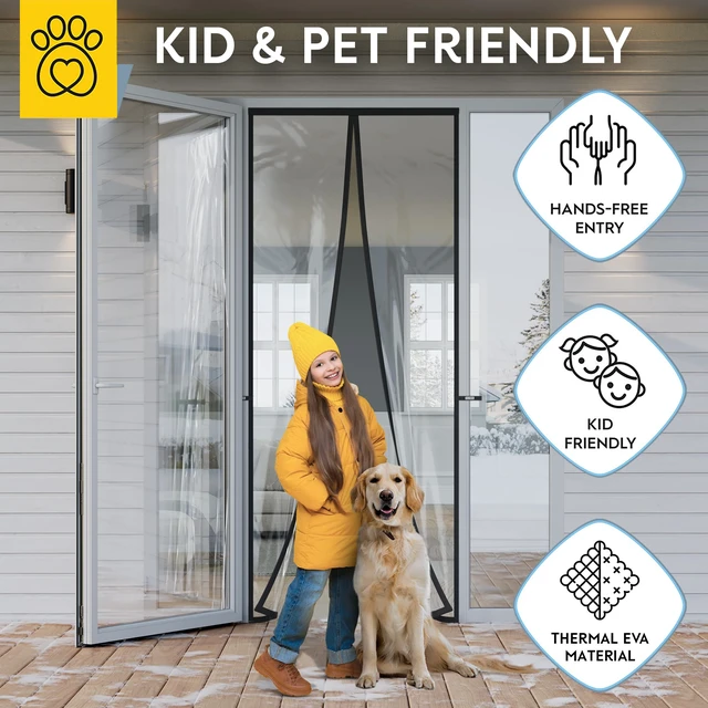 Alt view image 6 of 6 - Magnetic Thermal Insulated Door Curtain - Transparent EVA Door Cover for Winter- Keeps Warm Air in and Cold Air Out - Home Winterizing Products - Patent Pending Keep Open Feature - 38 x 97 Inch