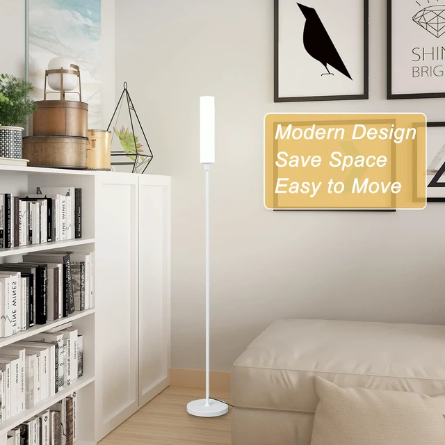 Alt view image 5 of 6 - Floor Lamp with Remote Control,Bright Floor Lamps for Living Room/Bedroom/Office, Stepless Adjustable 3000K-6000K Colors and 10-100% Brightness,Standing Light with Foot Switch (White)