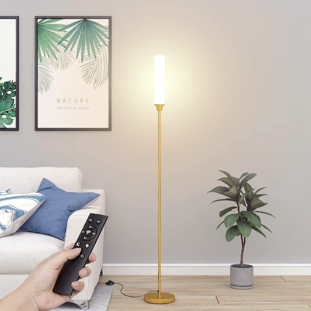 Main image of Floor Lamp with Remote Control,Bright Floor Lamps for Living Room/Bedroom/Office, Stepless Adjustable 3000K-6000K Colors and 10-100% Brightness,Standing Light with Foot Switch (Gold)