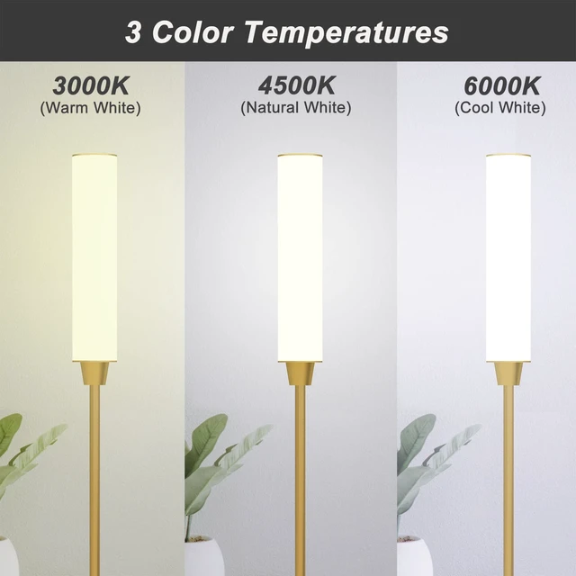 Alt view image 2 of 6 - Floor Lamp with Remote Control,Bright Floor Lamps for Living Room/Bedroom/Office, Stepless Adjustable 3000K-6000K Colors and 10-100% Brightness,Standing Light with Foot Switch (Gold)