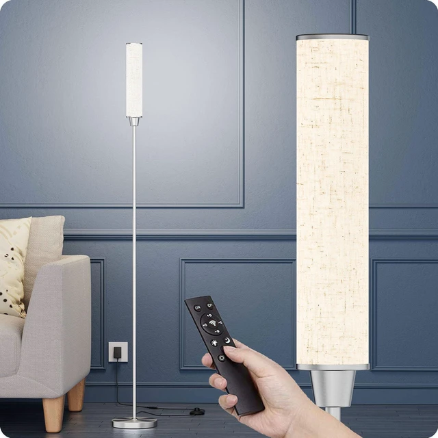 Main image of Floor Lamp with Remote Control,Nickel,Linen lampshade Standing Lamp for Living Room,Bedroom,Office,Stepless Adjustable 3000K-6000K Colors,10-100% Brightness