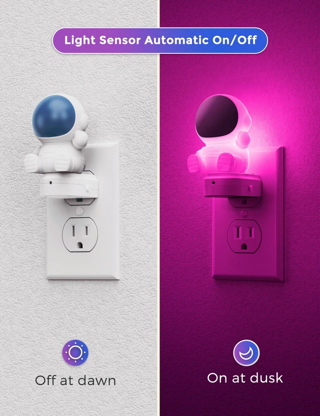 Alt view image 2 of 7 - Night Light for Kids, 3D Space Night Light Plug in Dusk to Dawn Nursery Night Lights, RGB+Soft White 3000K, 3 Lighting Modes, Room Decor, Children