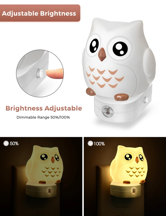 Alt view image 5 of 7 - Night Light for Kids, 3D Owl Night Light Plug in Wall Dusk to Dawn Sensor, 8-Color Changing+Soft White 3000K, 3 Lighting Modes, Nursery Night Lights, Children, Room Decor