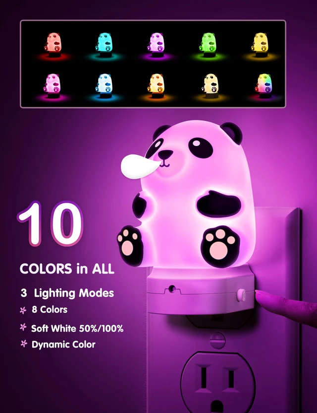 Alt view image 4 of 7 - Night Light for Kids, 3D Cute Night Light Plug in Dusk to Dawn Nursery Night Lights, RGB+Soft White 3000K, 3 Lighting Modes, Room Decor, Children