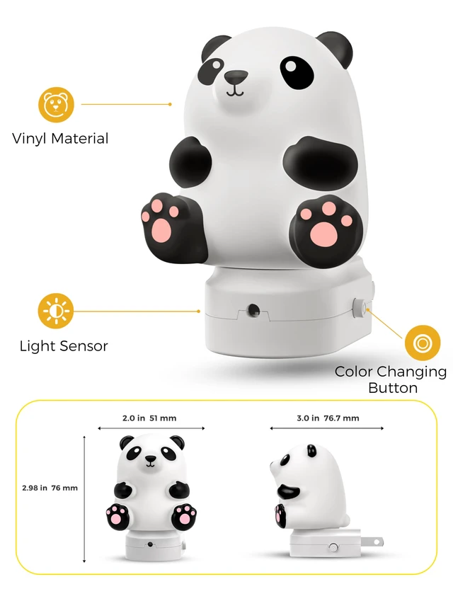 Alt view image 7 of 7 - Night Light for Kids, 3D Cute Night Light Plug in Dusk to Dawn Nursery Night Lights, RGB+Soft White 3000K, 3 Lighting Modes, Room Decor, Children