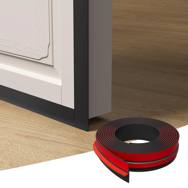 Alt view image 6 of 6 - T-Shaped Weather Stripping Seal, Black Silicone, 1.37 in x 40 ft Flexible door seal strip covers door, window, and bathroom gaps; peel-and-stick design helps reduce drafts