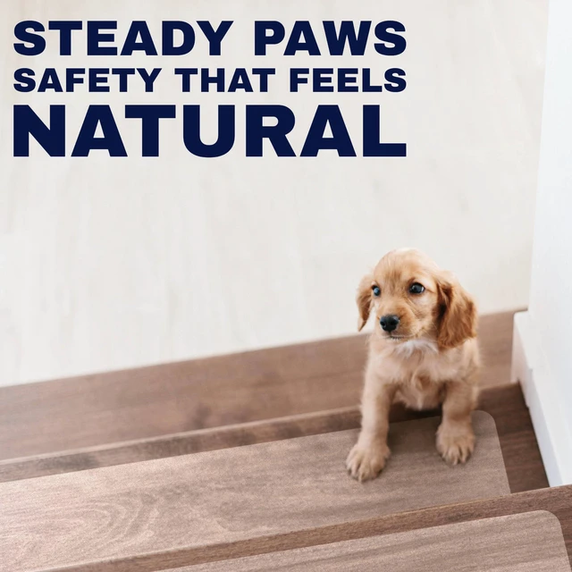 Alt view image 5 of 6 - Clear Non Slip Stair Treads for Wooden Steps Indoor 30"x6" 15-Pack Peel Stick Stair Treads Self Adhesive Transparent Step Covers Stair Grip Tape for Dogs, Kids by