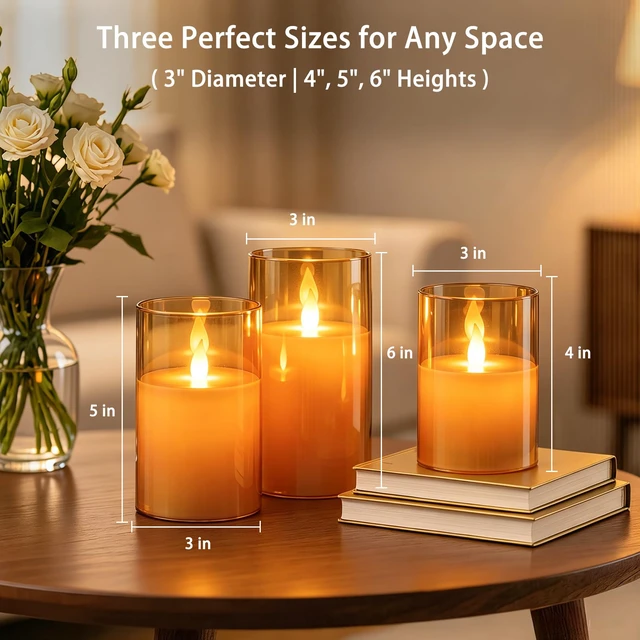 Alt view image 4 of 7 - Flameless Candles with Remote, Set of 6 LED Pillar Candles (3" D x 4" 5" 6" H), Realistic Climbing Flame Battery Powered Candles for Home Wedding Christmas (Amber Ivory)