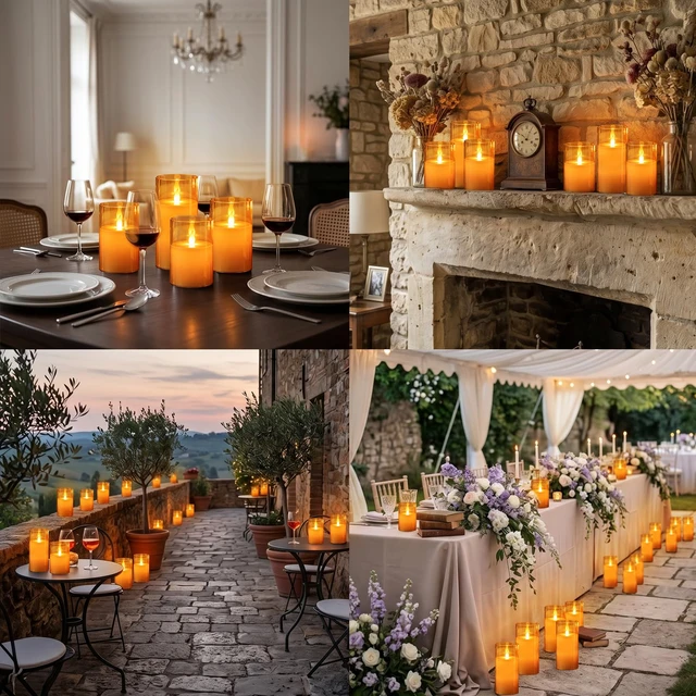 Alt view image 6 of 7 - Flameless Candles with Remote, Set of 6 LED Pillar Candles (3" D x 4" 5" 6" H), Realistic Climbing Flame Battery Powered Candles for Home Wedding Christmas (Amber Ivory)
