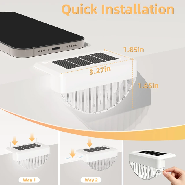 Alt view image 3 of 7 - 12 Pack Solar Deck Lights Outdoor, Warm White LED Solar Step Lights for Outside, Waterproof Fence Light for Patio, Deck, Stairs, Yard, Pool and Porch (White)