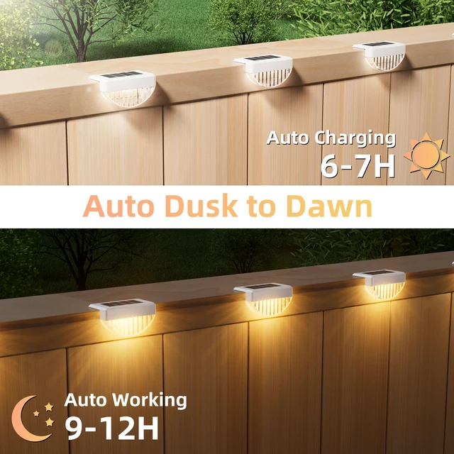 Alt view image 7 of 7 - 12 Pack Solar Deck Lights Outdoor, Warm White LED Solar Step Lights for Outside, Waterproof Fence Light for Patio, Deck, Stairs, Yard, Pool and Porch (White)
