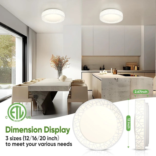Alt view image 5 of 7 - 12 Inch Bird's Nest Flush Mount Ceiling Light, 20W, 5CCT 2700K-6500K Selectable, Modern LED Ceiling Light Fixture, Dimmable, for Bedroom, Kitchen, Closet, White, ETL Listed