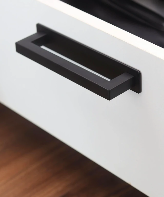 Alt view image 4 of 7 - Adhesive Cabinet Handles, Matte Black, 4-3/4", 4-Pack Stainless Steel Feel, Stick On Handle, No Drill Pulls for Drawer Closet Glass Sliding Shower Door