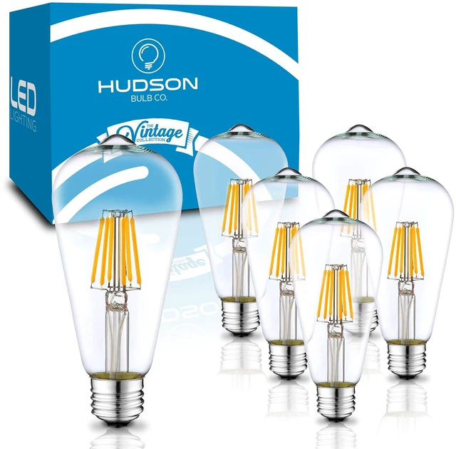 Main image of Vintage Edison LED Light Bulbs, 6W, E26/E27 Base, Dimmable 60W Equivalent, 4000K Daylight White Lights, ST58 Style Set for Home, Kitchen, Indoor and Outdoor Use - 6 Pack