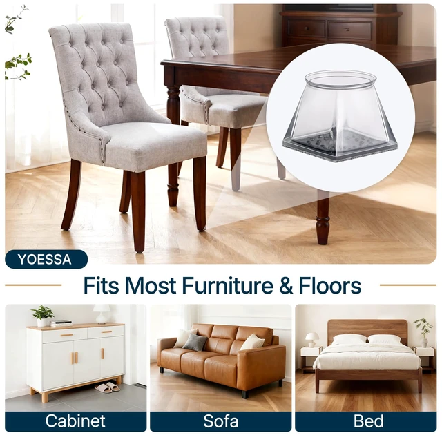 Alt view image 6 of 6 - 32 PCS Square Chair Leg Floor Protectors (XL Fits: 1-1/2" to 1-7/8") Chair Leg Caps with Felt, Protect Hardwood Floors from Scratches, Reduce Noise, Glide Smoothly, and Easy to Install