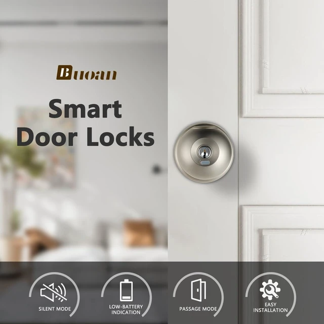 Alt view image 4 of 7 - Biometric Fingerprint Door Lock, Smart Fingerprint Door Knob Keyless Thumbprint Entry Lock for Front Door, 2 Keys, 50 User Fingerprints, Passage Mode, Silent Mode, Bedrooms, Hotels