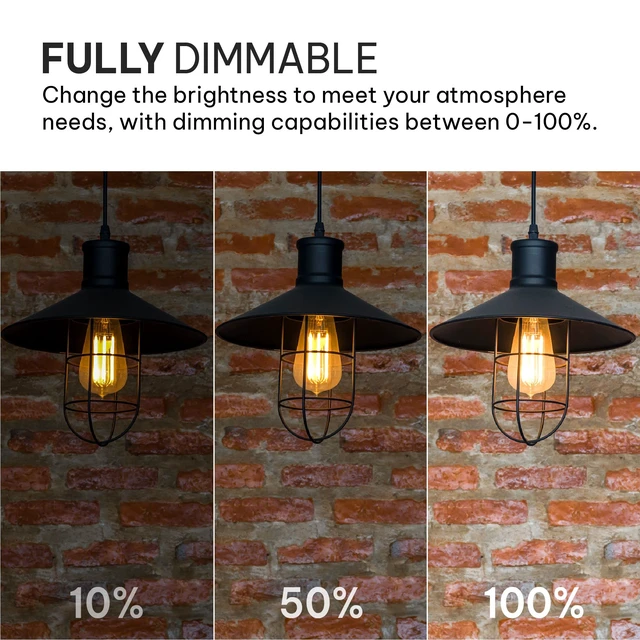 Alt view image 3 of 7 - Vintage LED Edison Light Bulbs, 60W Equivalent, E26/E27 Base, 2700K Warm White, Dimmable, ST58 Style Decorative Lights - 6 Pack