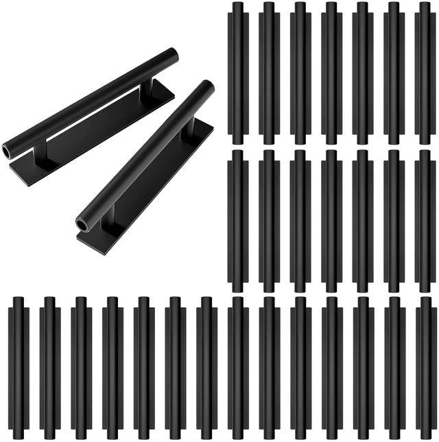 Main image of Self-Stick Push Pull Helper Black Hidden Cabinet Handles ABS Plastic Door Window Wardrobe Instant Cabinet Drawer Furniture Handles (Black, Pack, 30)