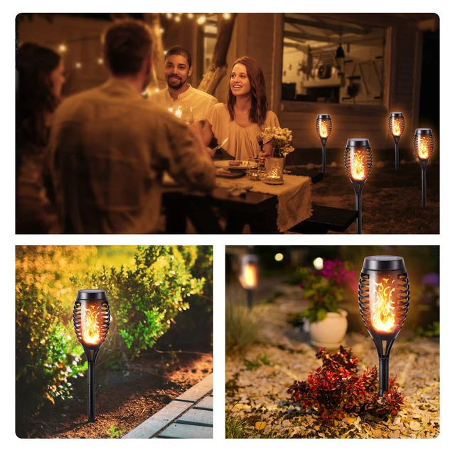 Alt view image 5 of 7 - Solar Torch Flame Lights, 6 Pack Solar Halloween Lights Outdoor with Flickering Flame, Waterproof Patio Light Landscape Decoration Lighting for Garden Lawn Yard Outdoor Halloween Decor