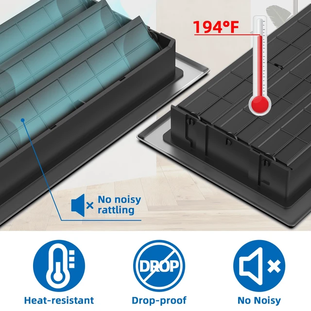 Alt view image 6 of 7 - Floor Register 6x10-6 Pack Floor Vent Covers Heavy Duty Walkable Steel Floor Vents Adjustable Decorative Vent Covers for Home Floor Sidewall Office or Ceiling Vent