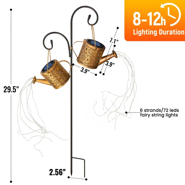 Alt view image 5 of 7 - Solar Garden Lights Outdoor Decoration Flower Solar Watering Can Light 2 Packs Waterproof Solar Lights Outdoor, Patio Yard Lawn Pathway Decor, Gardening Gifts for Women Mom Grandma