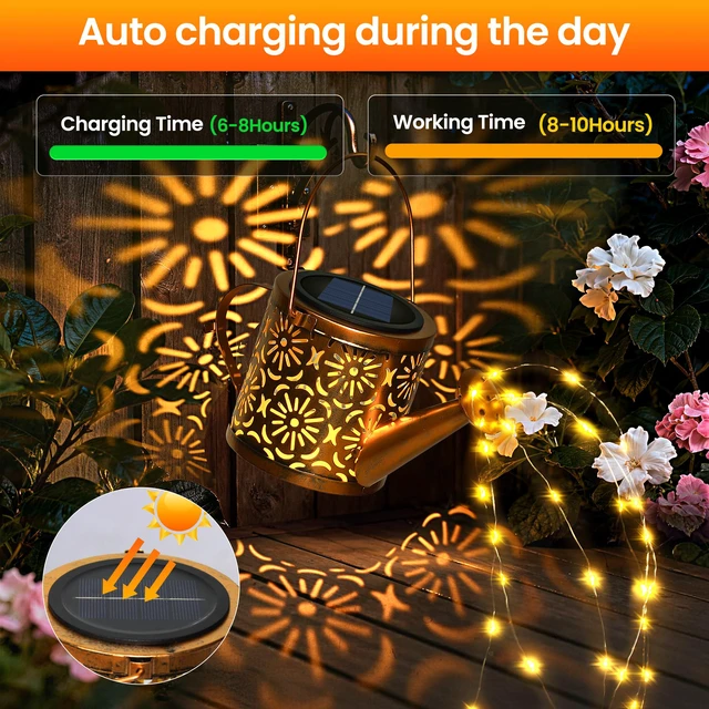 Alt view image 4 of 7 - Solar Garden Lights Outdoor Decoration Flower Solar Watering Can Light 2 Packs Waterproof Solar Lights Outdoor, Patio Yard Lawn Pathway Decor, Gardening Gifts for Women Mom Grandma