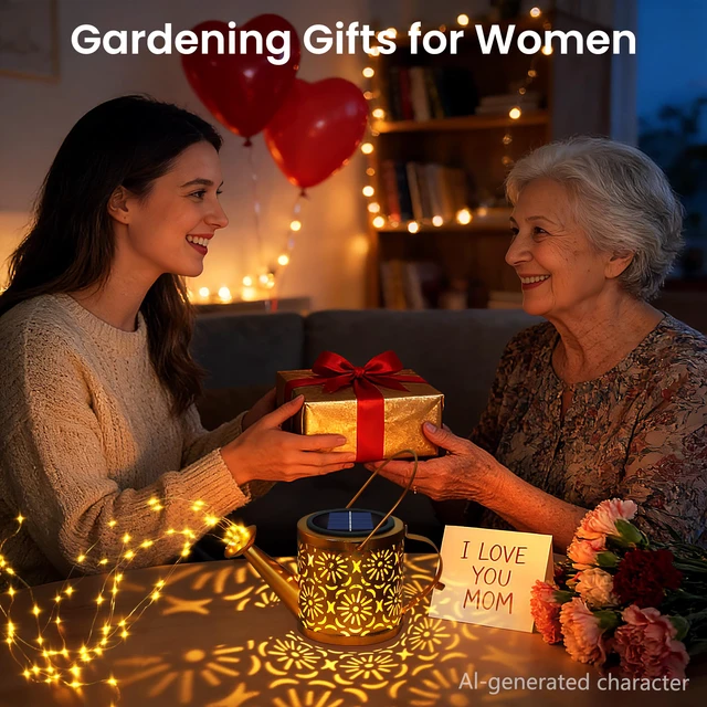 Alt view image 6 of 7 - Solar Garden Lights Outdoor Decoration Flower Solar Watering Can Light 2 Packs Waterproof Solar Lights Outdoor, Patio Yard Lawn Pathway Decor, Gardening Gifts for Women Mom Grandma