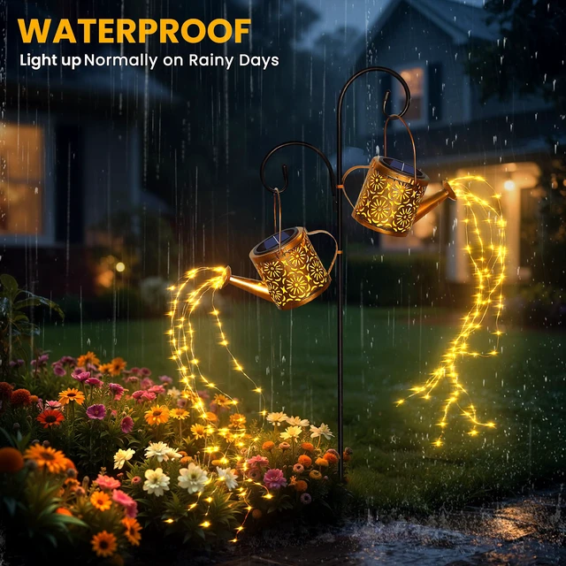 Alt view image 3 of 7 - Solar Garden Lights Outdoor Decoration Flower Solar Watering Can Light 2 Packs Waterproof Solar Lights Outdoor, Patio Yard Lawn Pathway Decor, Gardening Gifts for Women Mom Grandma