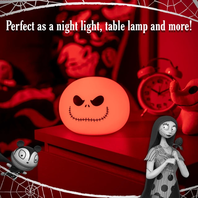 Alt view image 6 of 7 - Squish'ems Jack Skellington Night Light for Kids, Soft Silicone 13 Color Modes and Dimmable Warm White Light for Kids Room, Bedroom, and Playroom, USB Powered with AAA Battery Option