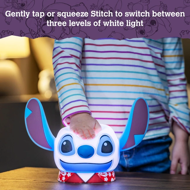 Alt view image 2 of 7 - Squish'ems Lilo & Stitch Night Light for Kids, Soft Silicone Dimmable Kids Bedside Lamp, Light for Kids Room, Bedroom, and Playroom, USB Powered with AAA Battery Option