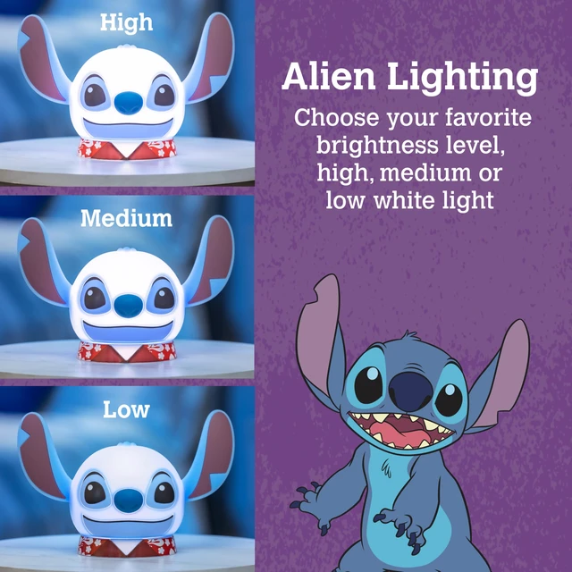 Alt view image 4 of 7 - Squish'ems Lilo & Stitch Night Light for Kids, Soft Silicone Dimmable Kids Bedside Lamp, Light for Kids Room, Bedroom, and Playroom, USB Powered with AAA Battery Option
