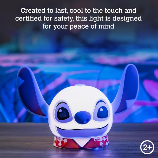 Alt view image 6 of 7 - Squish'ems Lilo & Stitch Night Light for Kids, Soft Silicone Dimmable Kids Bedside Lamp, Light for Kids Room, Bedroom, and Playroom, USB Powered with AAA Battery Option
