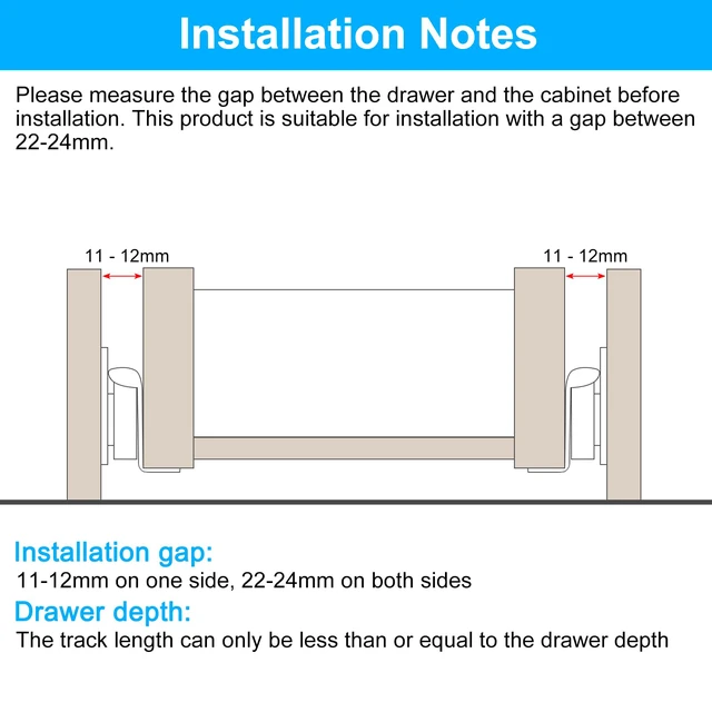 Alt view image 4 of 7 - 2 Pair Drawer Slides, 22 Inch Drawer Slide Heavy Duty Side Bottom Mount Drawer Glides Replacement for Cabinet Dresser Drawers