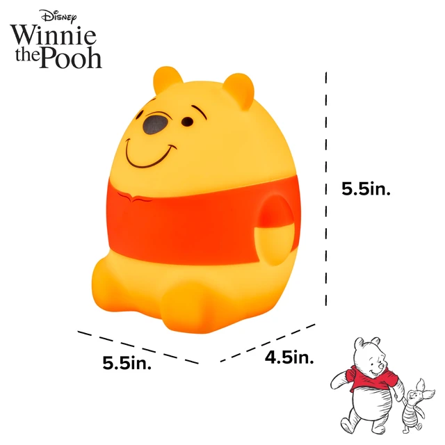 Alt view image 6 of 7 - Squish'ems Winnie the Pooh Night Light for Kids, Soft Silicone Dimmable Kids Bedside Lamp, Light for Nursery, Kids Room, and Bedroom, USB Powered with AAA Battery Option