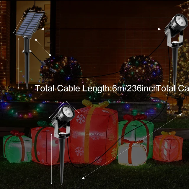 Alt view image 4 of 7 - RGB Solar Spot Lights Christmas, Metal Color Changing Halloween for Outdoor Uplighting Garden Pathway Trees Flag Pond Yard