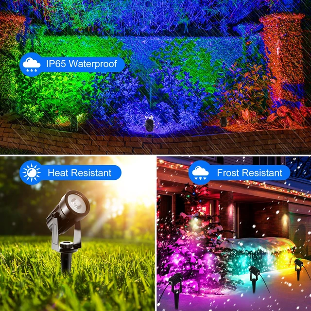 Alt view image 6 of 7 - RGB Solar Spot Lights Christmas, Metal Color Changing Halloween for Outdoor Uplighting Garden Pathway Trees Flag Pond Yard