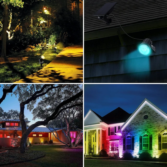 Alt view image 7 of 7 - RGB Solar Spot Lights Christmas, Metal Color Changing Halloween for Outdoor Uplighting Garden Pathway Trees Flag Pond Yard