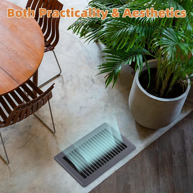 Alt view image 6 of 6 - 6x10 Floor Register, Gray Vent Cover with Adjustable Airflow, 4 Pack Rust-Resistant Steel Floor Vents, Durable & Whisper-Quiet, Tool-Free Drop-In Installation, Great for Living Rooms, Bathrooms