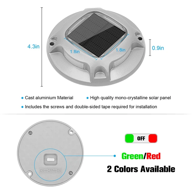 Alt view image 5 of 6 - Solar Driveway Marker Lights Dock Marine Led Deck Outdoor 4 Pack 2 Colors in 1,Solar Powered Waterproof Warning Step Lights for Pathway Garden Sidewalk(White/Warm White)