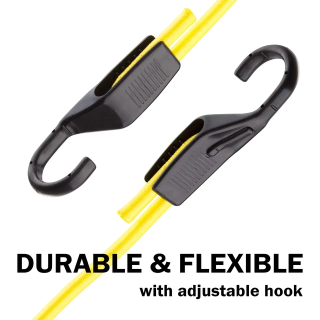 Alt view image 2 of 6 - 18-Piece Adjustable Bungee Cord Assortment with Hooks 6PK Each in 18, 24 and 32 in Lengths, Color-Coded Red, Green and Yellow for Vehicles, Cargo, Camping and Storage