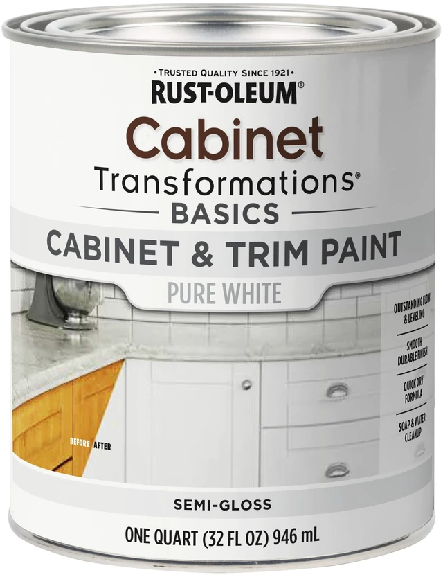 Main image of 372007 Transformations Basics Cabinet & Trim Paint, Quart, Pure White, 32 Fl Oz (Pack of 1)