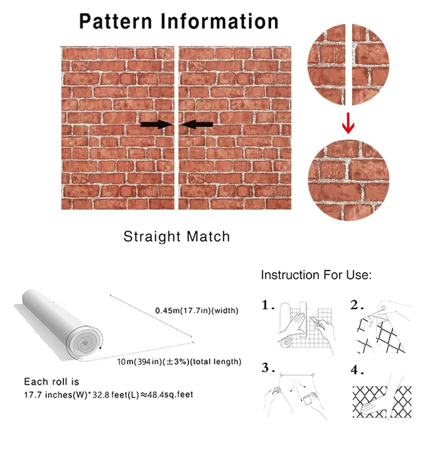 Alt view image 5 of 7 - Red Brick Wallpaper Peel and Stick Contact Paper Faux 393×18 Red Brick Contact Paper for Walls Brick Wrapping Paper Self Adhesive Removable Wallpaper Bedroom Kitchen Backsplash Fireplace