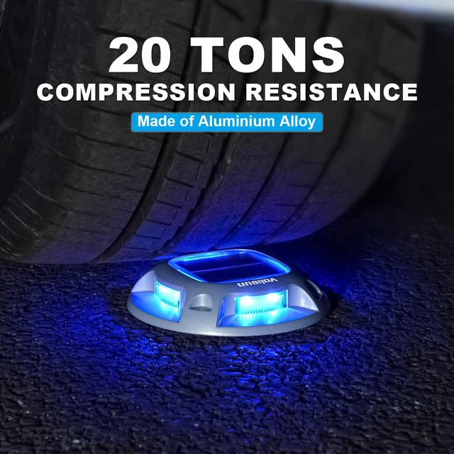 Alt view image 5 of 7 - Solar Driveway Marker Lights Dock Marine Led Deck Outdoor 4 Pack 2 Colors in 1,Solar Powered Waterproof Warning Step Lights for Pathway Garden Sidewalk Walkway (Blue/White)