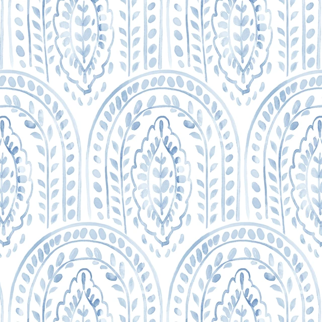 Main image of Peel and Stick Wallpaper Modern Wall Paper Boho Contact Paper Removable Peel and Stick Blue and White Self-Adhesive Wallpaper for Bathroom Bedroom Kitchen Wall Decor 17.3" x 394"