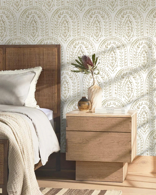Alt view image 3 of 7 - Peel and Stick Wallpaper Modern Wall Paper Boho Removable Wallpaper Peel and Stick Brown and White Self-Adhesive Contact Paper for Bathroom Bedroom Kitchen Wall Decor 17.3" x 394"