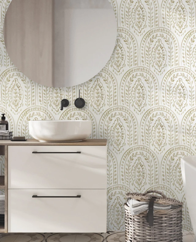 Alt view image 4 of 7 - Peel and Stick Wallpaper Modern Wall Paper Boho Removable Wallpaper Peel and Stick Brown and White Self-Adhesive Contact Paper for Bathroom Bedroom Kitchen Wall Decor 17.3" x 394"