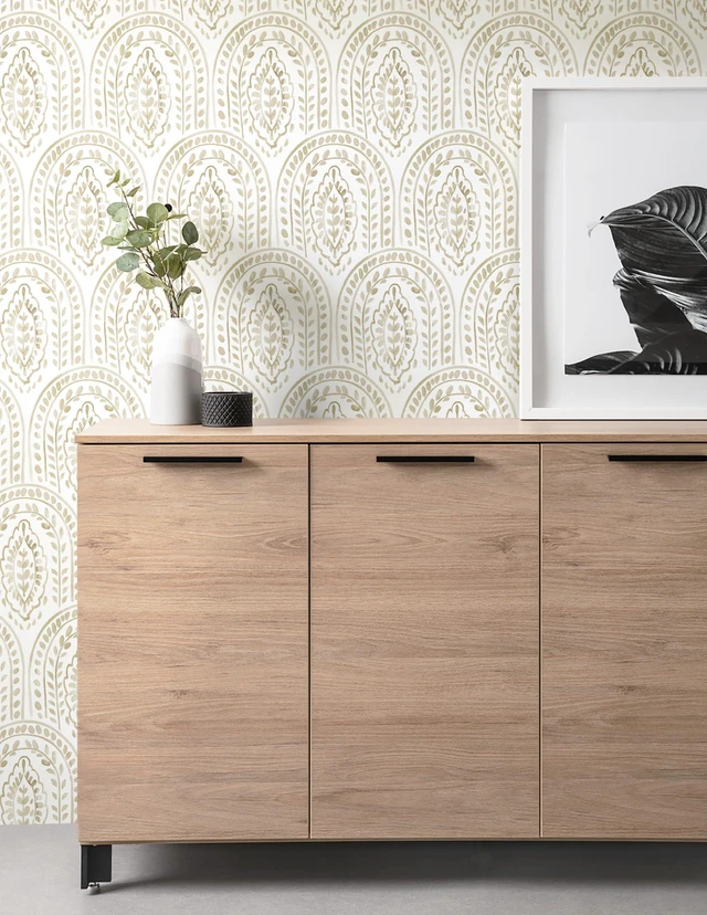 Alt view image 7 of 7 - Peel and Stick Wallpaper Modern Wall Paper Boho Removable Wallpaper Peel and Stick Brown and White Self-Adhesive Contact Paper for Bathroom Bedroom Kitchen Wall Decor 17.3" x 394"