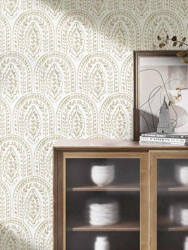 Alt view image 6 of 7 - Peel and Stick Wallpaper Modern Wall Paper Boho Removable Wallpaper Peel and Stick Brown and White Self-Adhesive Contact Paper for Bathroom Bedroom Kitchen Wall Decor 17.3" x 394"