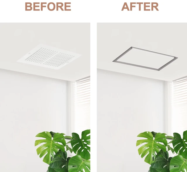Alt view image 4 of 7 - Flush Wall Vent Cover 8x14 Inch for Drywall Vent, Metal Wall-Mounted Air Register Grille, Easy Install, Paintable, (White, 1 Pc, No Manual Damper)