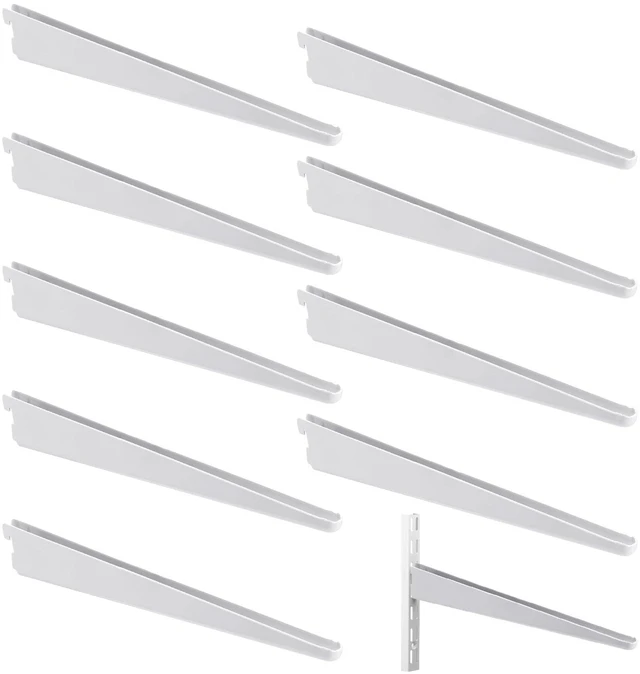 Main image of 10 Pack Adjustable Shelf Brackets for Double Track System Closet Organization Heavy Duty Wire Shelf Brackets (White,9 Inches)